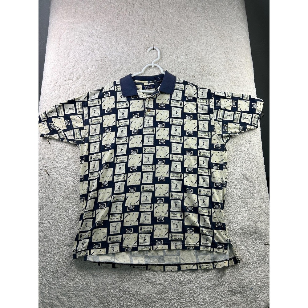 Players Van Heusen Polo Shirt Mens Large Colonel Golf Ball Print Vintage Style‎